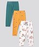 Bonfino Cotton Knit Full Length Floral Printed Leggings Pack of 3 - Sea Green Yellow & Light Pink