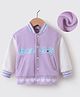 Kookie Kids Full Sleeves Front Open Bomber Jacket with Text Print - Mauve