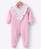 Kookie Kids Full Sleeves Winter Wear Romper with Frill Detailing - Pink