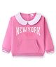 Babyhug Cotton Knit Full Sleeves Peter Pan Collar Sweatshirt with Text Print & Kangaroo Pockets - Pink