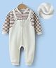 Kookie Kids Full Sleeves Winter Wear Romper with Stripes & Bear Patch - Beige