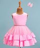 Rassha Sleeveless Beads Embellished Layered Party Wear Dress - Baby Pink
