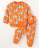 WOW Clothes Full Sleeves Night Suit with Zebra Print - Orange