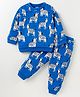 WOW Clothes Full Sleeves Night Suit with Zebra Print - Blue