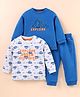 WOW Clothes Knitted Full Sleeves Vehicle Printed T-Shirts & Lounge Pants Set - Royal Blue