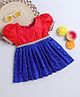 Many frocks & Half Sleeves Boti & Lace Embellished Dress - Blue & Pink