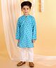 The Mom Store Cotton Full Sleeves Floral Printed Kurta Pyjama Set - Blue