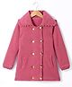 Yellow Apple Viscose Knit Full Sleeves Collared Neck Solid Colour Winter Coat - Pink