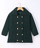 Yellow Apple Viscose Knit Full Sleeves Collared Neck Solid Colour Winter Coat - Dark Green