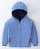 Yellow Apple Knit Full Sleeves Hooded Sweater with Cable Knit Design - Sky Blue