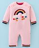 Yellow Apple Knitted Full Sleeves Rainbow Theme Designed Winter Romper - Baby Pink