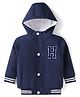Babyhug Woven Full Sleeves Text Printed Hooded Padded Jacket - Navy Blue