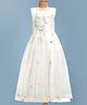Mark & Mia Sleeveless Party Gown with Floral Embroidery & Sequined Detailing - White