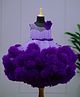 Li&Li BOUTIQUE Sleeveless Cloudy Frill & Hand Crafted Floral Applique Detailed Gown With Waist Belt - Lavender & Purple