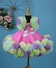Li&Li BOUTIQUE Net Frill Sleeves Rainbow Beads Embellished & Frill Detailed Gown - Creamy Pink & Multi Colour