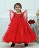 Li&Li BOUTIQUE Net Full Balloon Sleeves Floral Embroidered & Applique Detailed Gown - Red