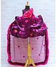 Li&Li BOUTIQUE Net One Shoulder Sleeveless Hand Crafted Floral Applique Detailed & Beads Embellished Gown With Detachable Back Trail - Dark Grape & Pink