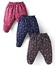 Simply Interlock Knit Bootie Leggings with Animal Print Pack of 3 - Navy Blue Grey & Pink