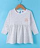 Simply Interlock Full Sleeves Printed Frock With Bunny Embroidery - Off White