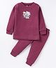 Simply Full Sleeves Thermal Vest & Pant Set Giraffe Print - Burgandy