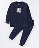 Simply Full Sleeves Thermal Vest & Pant Set Bear Print - Navy Blue