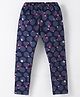 Simply Fleece Knit Full Length Winter Leggings With Hearts & Stars Print - Navy