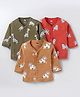 Simply Interlock Knit Full Sleeves Front Open Vests Animal  Print Pack of 3 - Olive Green Red & Coral