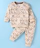Simply Interlock Knit Full Sleeves Dino Printed Night Suit - Tan