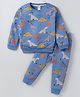 Simply Interlock Full Sleeves Night Suit With Dino Print - Blue