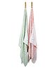Doctor Towels Pack Of 2 Banana Jacquard Floral Bath Towels - Pastel Green & Coral