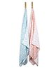 Doctor Towels Pack Of 2 Banana Jacquard Floral Bath Towels - Chalk Blue & Coral
