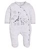 BABY GO Cotton Knit Full Sleeves Giraffe Embroidered Sleepsuit - Blue