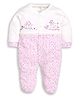 BABY GO Cotton Knit Full Sleeves Bird Embroidered Polka Dots Printed Sleepsuit - Pink