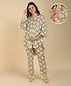 Zelena Rayon Woven Three Fourth Sleeves Abstract Printed Shirt Style Maternity Co Ord Set With Nursing Access - Grey