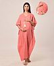 CRAFIQA Cotton Half Sleeves Floral Printed Maternity Kaftan With Concealed Zipper Nursing Access - Peach