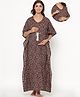 CRAFIQA Cotton Half Sleeves Floral Printed Maternity Kaftan With Concealed Zipper Nursing Access - Black