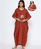 CRAFIQA Cotton Half Sleeves Abstract Printed Maternity Kaftan With Concealed Zipper Nursing Access - Red