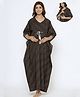 CRAFIQA Cotton Half Sleeves Abstract Printed Maternity Kaftan With Concealed Zipper Nursing Access - Black