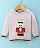 ToffyHouse 100% Cotton Flat Knit Full Sleeves Sweaters with Guard Embroidery - Light Grey