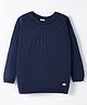Toffyhouse 100%  Supercombed Cotton Flat Knit Full Sleeves Solid Color Pullover Sweater - Navy Blue