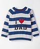 ToffyHouse Cotton Knit Full Raglan Sleeves Striped Sweater with Text Print - Navy Blue
