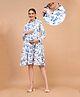 Shades Of Sabi Full Sleeves Floral Printed Maternity Shirt Dress -White