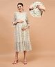 Shades Of Sabi Floral printed  Maternity Nursing Dress - Off white