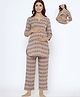 CRAFIQA Cotton Three Fourth Sleeves Motif Printed Kurta & Pant Set With Concealed Zipper Nursing Access - Beige