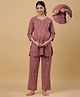 CRAFIQA Cotton Three Fourth Sleeves Abstract Printed Nursing Maternity Night Suit With Concealed Zipper Nursing Access - Red