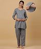 CRAFIQA Cotton Three Fourth Sleeves Abstract Printed Nursing Maternity Night Suit With Concealed Zipper Nursing Access - Blue