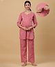 CRAFIQA Cotton Three Fourth Sleeves Floral Printed Nursing Maternity Night Suit With Concealed Zipper Nursing Access - Pink