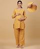 CRAFIQA Cotton Three Fourth Sleeves Floral Printed With Concealed Zipper  Nursing Access Night Suit - Mustard