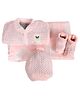 Babies Bloom Crochet Blanket Cardigan Booties And Cap Set - Pink