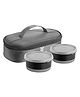Joyo Foodway Beta 2 Round Containers Lunch Pack with Zipper Pouch 375 ml Each - Grey
